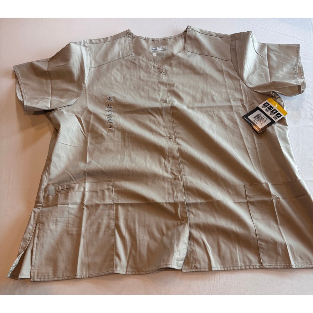 WonderWink Wonder Work Khaki Snap Front Scrub Top 200X 2XL Men Unisex NWT